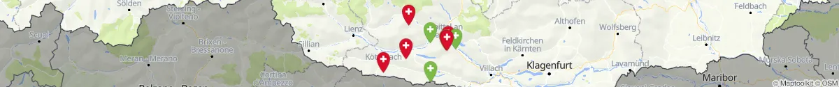 Kartenansicht für Apotheken-Notdienste in der Nähe von Stall (Spittal an der Drau, Kärnten)